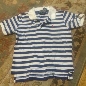 Ralph Lauren Blue and White Striped Polo Shirt
